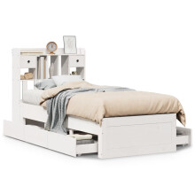 vidaXL Bookcase Bed without Mattress Bed White Small Single Solid Wood Pine