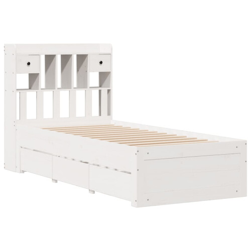 VidaXL vidaXL Bookcase Bed without Mattress Bed Base White 90x200 cm Solid Wood Pine 2