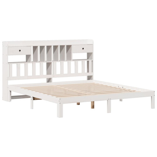 VidaXL vidaXL Bookcase Bed without Mattress Bed Base White 180x200cm Solid Wood Pine 2