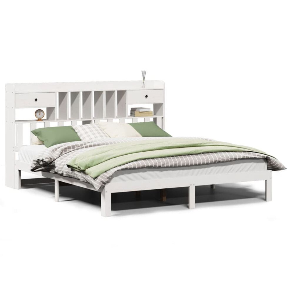 Vidaxl Bookcase Bed Without Mattress Bed Base White 180X200cm Solid Wood Pine
