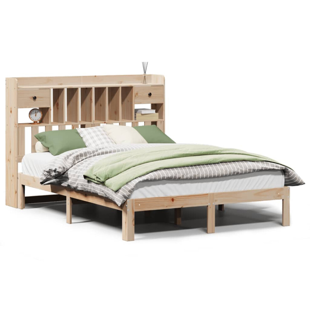 Vidaxl Bookcase Bed Without Mattress Home Bed Base 140X190cm Solid Wood Pine