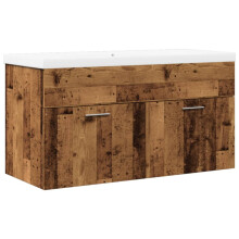 vidaXL Bathroom Sink Cabinet with Built-in Basin Storage Cupboard Old Wood