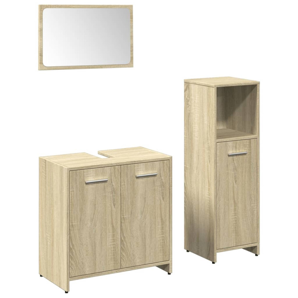 vidaXL Bathroom Furniture Set 3 Piece Sink Cabinet Sonoma Oak Engineered Wood