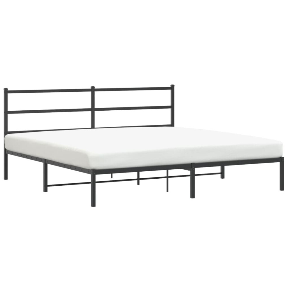 vidaXL Metal Bed Frame & Headboard Bed Base Black 180x200 cm Super King Size