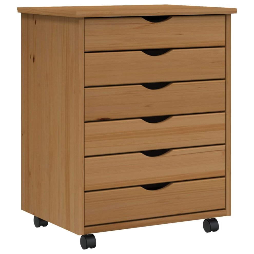 vidaXL Moss Solid Pine 6 Drawer Chest of Drawers - Honey Brown - 65.5 x 53 x 39cm - Image 4