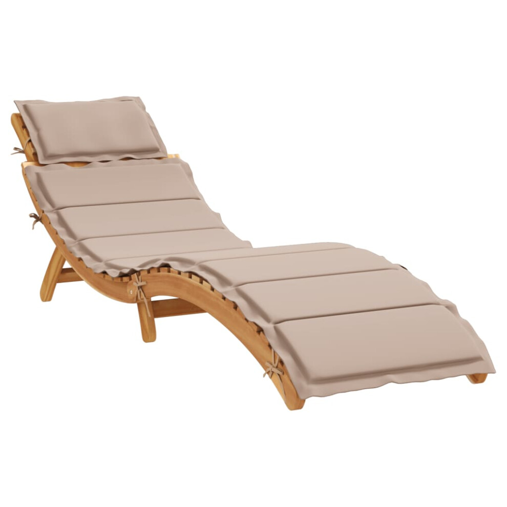 Vidaxl Sun Lounger With Cushion Sunbed Lounge Bed Taupe Solid Wood Acacia Brown