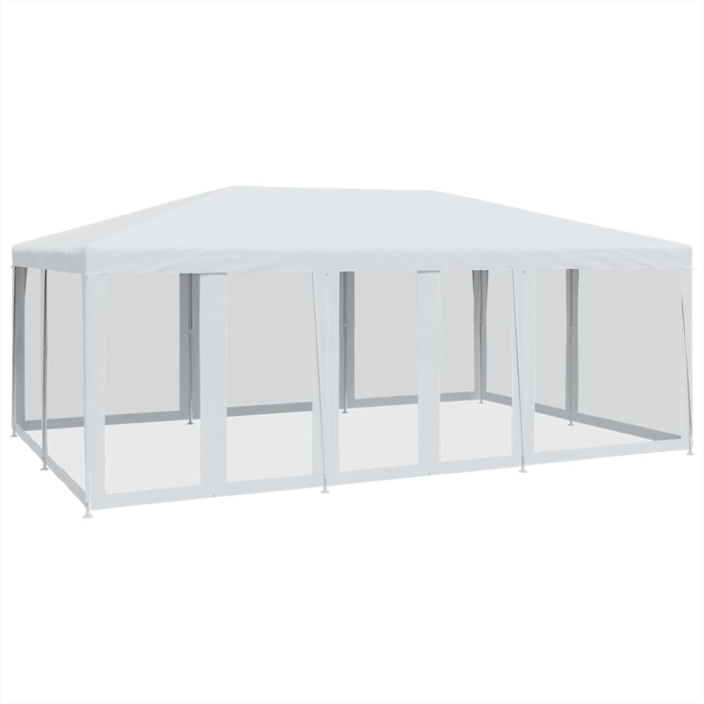 vidaXL Party Tent with 10 Mesh Sidewalls Gazebo Canopy Marquee White HDPE