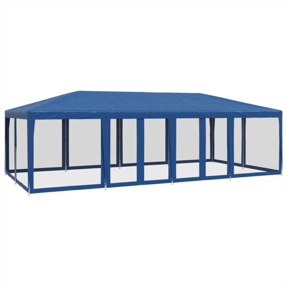 vidaXL Party Tent with 12 Mesh Sidewalls Party Gazebo Canopy Marquee Blue HDPE