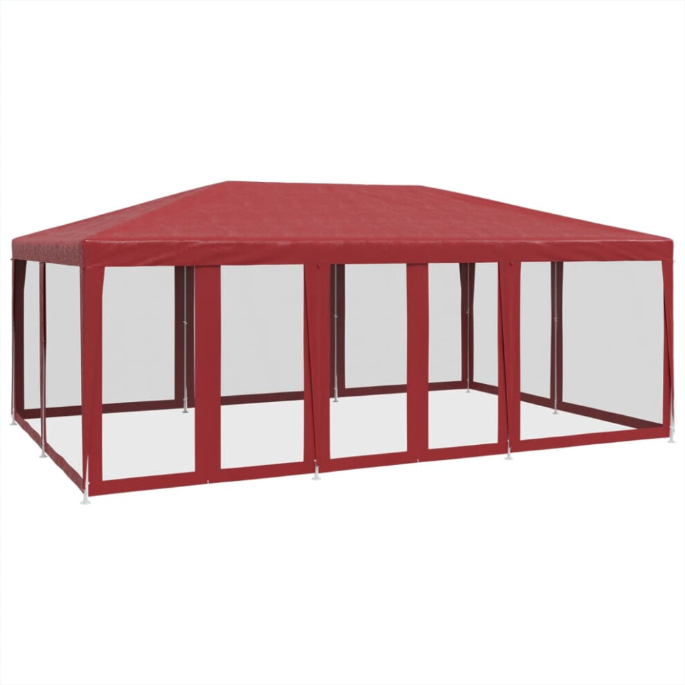 vidaXL Party Tent with 10 Mesh Sidewalls Party Gazebo Canopy Marquee Red HDPE