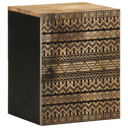 VidaXL vidaXL Bathroom Hanging Cabinet Wall Mounted Cabinet Black Solid Wood Mango