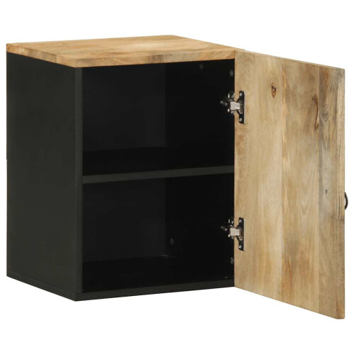 VidaXL vidaXL Bathroom Hanging Cabinet Wall Mounted Cabinet Black Solid Wood Mango 1
