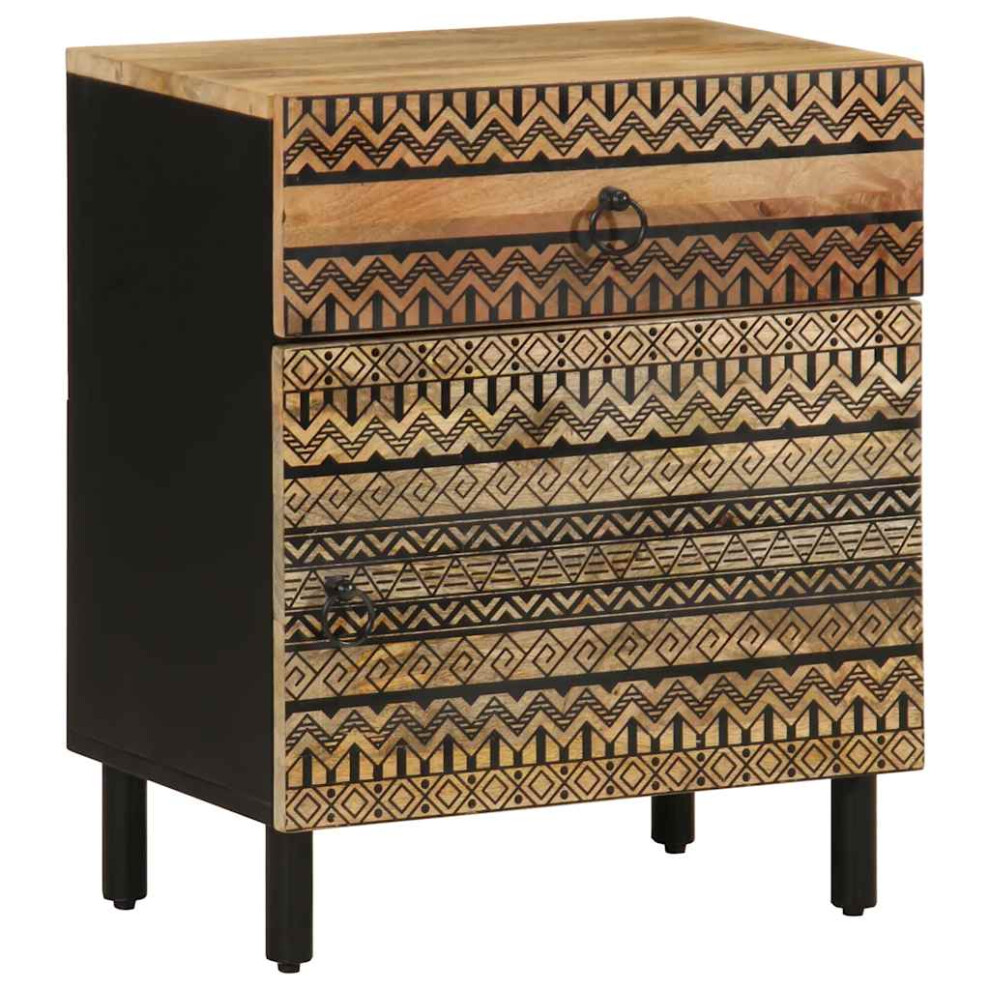 vidaXL Bed Cabinet Nightstand Bed Side Table Black Solid Rough Wood Mango