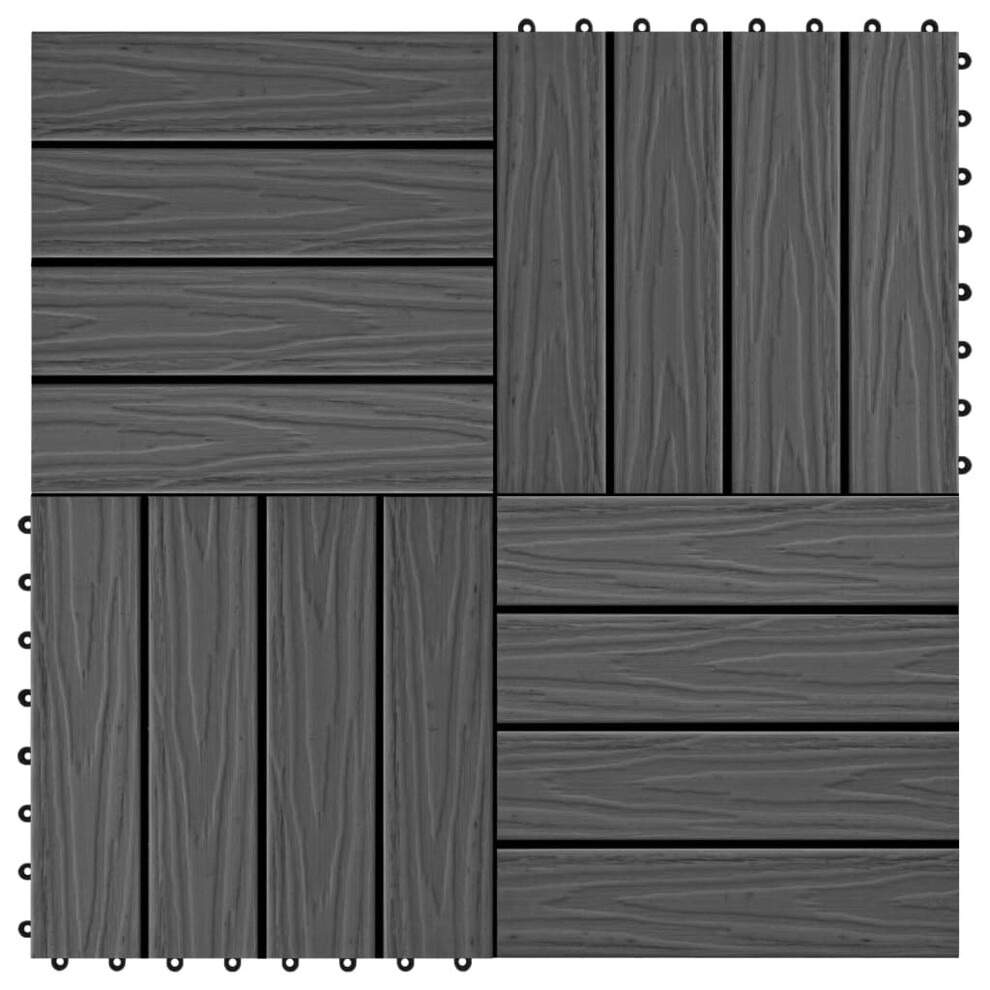 vidaXL 11x Decking Tiles Deep Embossed WPC 30x30cm 1sqm Black  Floor Board