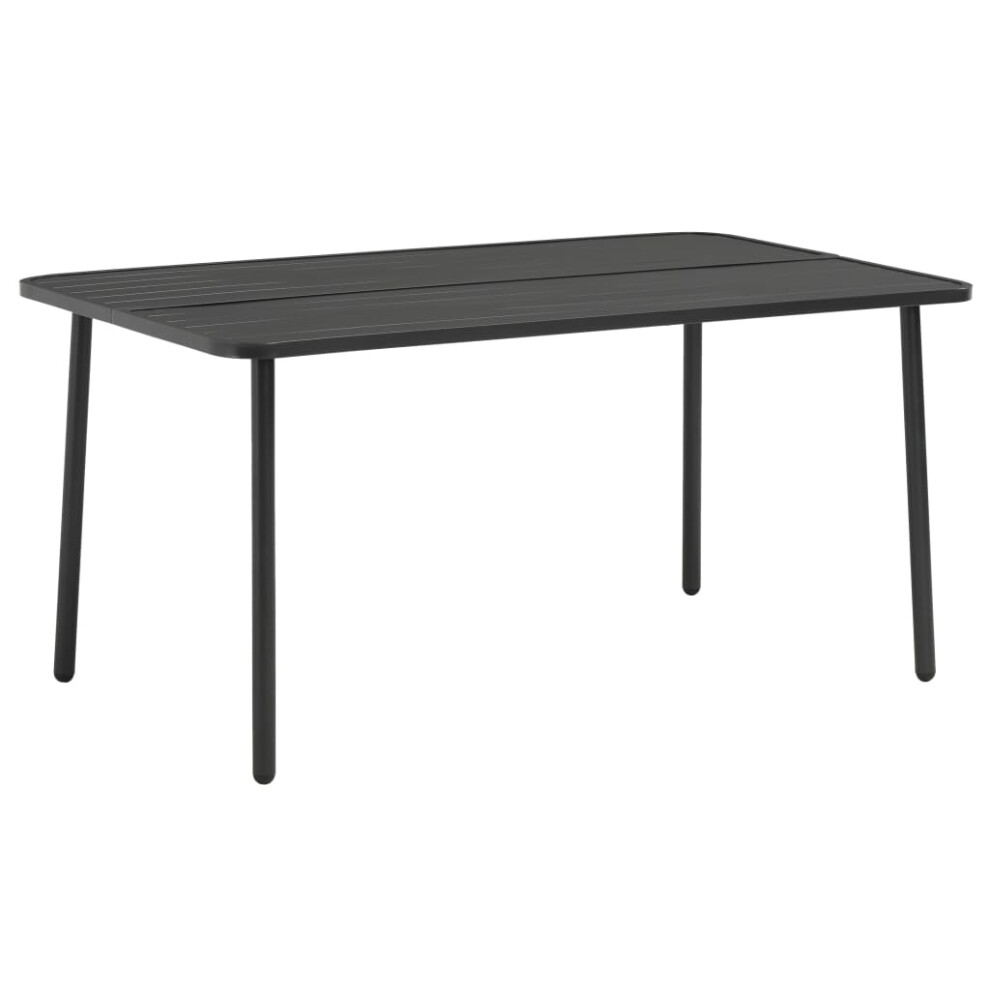 Vidaxl Outdoor Dining Table Steel 150Cm Dark Grey Garden Slatted Furniture