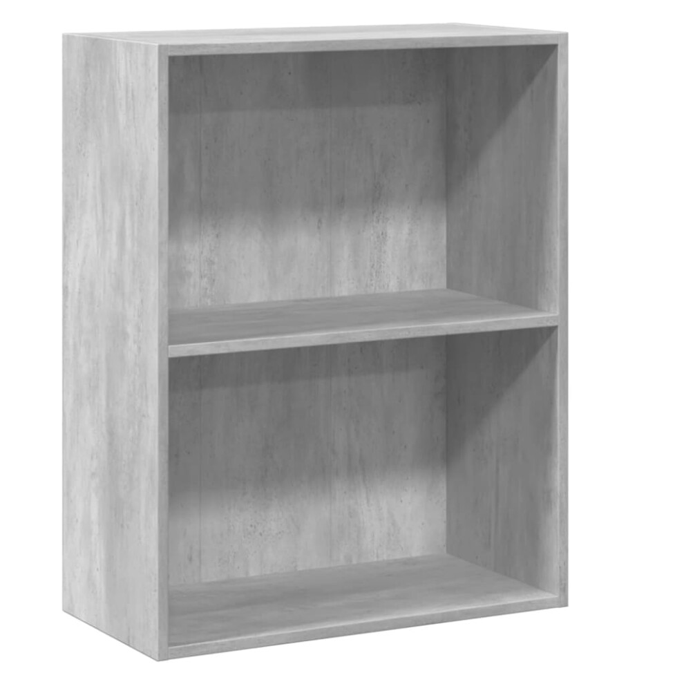 vidaXL 2-Tier Book Cabinet Concrete Grey Engineered Wood Storage Highboard