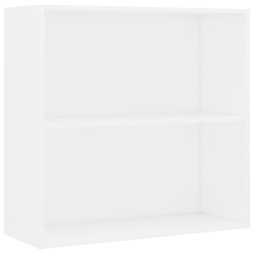 vidaXL 2-Tier Book Cabinet Bookcase Shelf Bookshelf White Engineered Wood