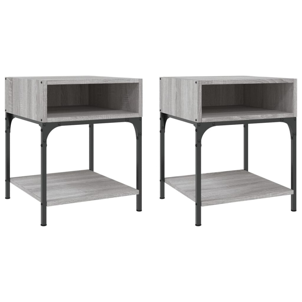 vidaXL Bedside Tables Side Table Nightstand 2 pcs Grey Sonoma Engineered Wood