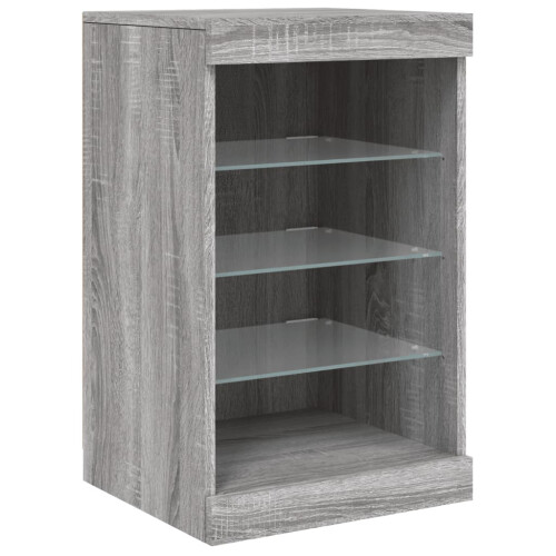 VidaXL vidaXL Sideboard with LED Lights Cupboard Highboard Side Cabinet Grey Sonoma 2