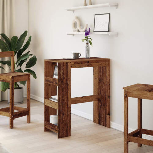 VidaXL vidaXL Bar Table with Racks Pub Table Bistro Table Old Wood Engineered Wood 2
