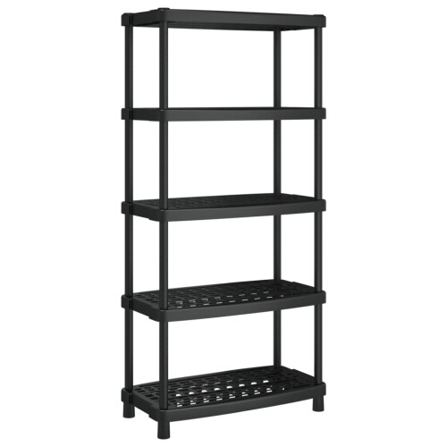 VidaXL vidaXL Storage Shelf 5-Tier Shelving Unit Storage Rack Organiser Black PP