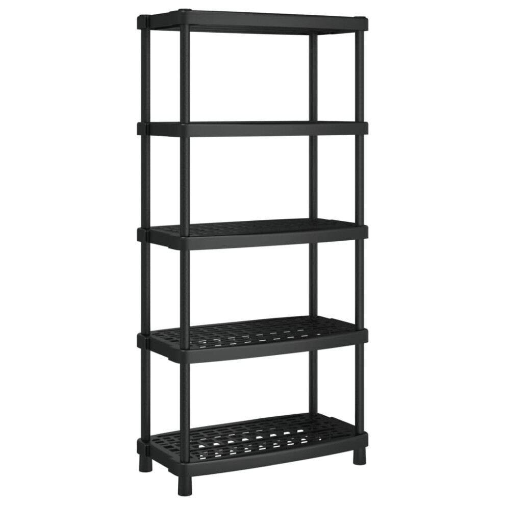 vidaXL Storage Shelf 5-Tier Shelving Unit Storage Rack Organiser Black PP