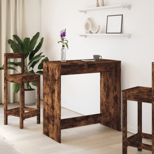VidaXL vidaXL Bar Table Kitchen Counter Table Bistro Table Smoked Oak Engineered Wood 2