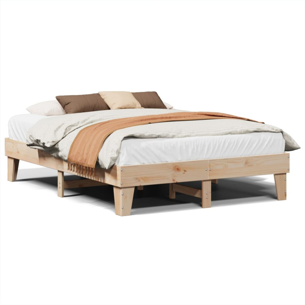 vidaXL Bed Frame without Mattress Bed 150x200 cm King Size Solid Wood Pine