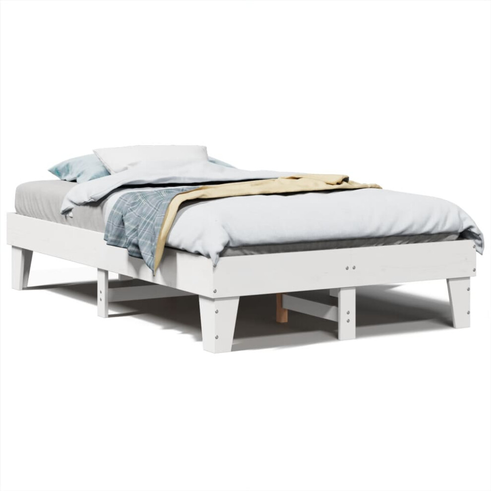 Vidaxl Bed Frame Without Mattress Bed Base White 120X200 Cm Solid Wood Pine