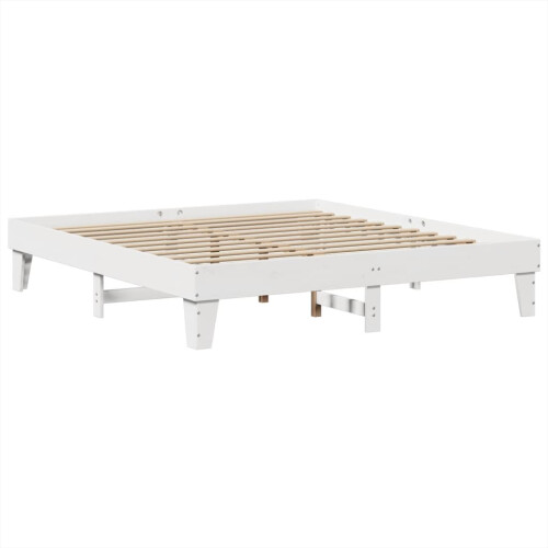 VidaXL vidaXL Bed Frame without Mattress Bed Base White 200x200 cm Solid Wood Pine 2