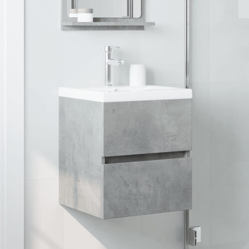 VidaXL vidaXL Sink Cabinet Vanity Unit Storage Cupboard Concrete Grey Engineered Wood 2