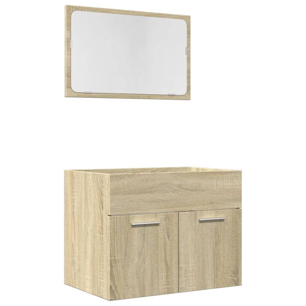 vidaXL Bathroom Furniture Set 2 Piece Sink Cabinet Sonoma Oak Engineered Wood