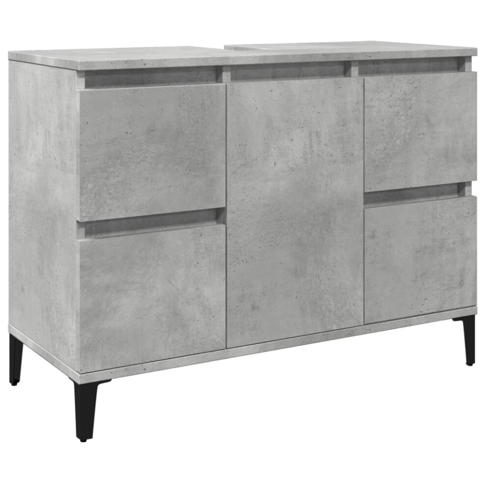 Vidaxl Sink Cabinet Vanity Unit Storage Cupboard Concrete Engineered Wood Grey
