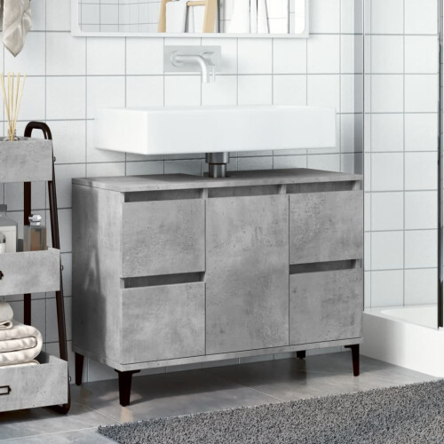 VidaXL vidaXL Sink Cabinet Vanity Unit Storage Cupboard Concrete Grey Engineered Wood 2