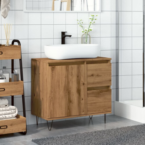VidaXL vidaXL Sink Cabinet Vanity Unit Storage Cupboard Artisan Oak Engineered Wood 2
