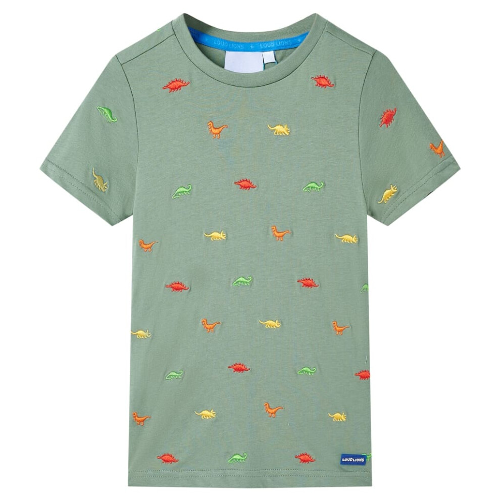 Vidaxl Kids' T-Shirt With Short Sleeves Tee Children T Shirt Toddler Top Khaki 116 Green