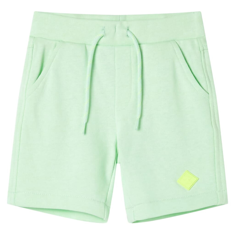 Kids' Shorts with Drawstring Pants Elasticated Waist Shorts Bright Green 128