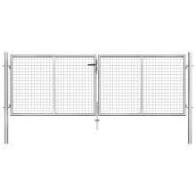 vidaXL Garden Gate Galvanised Steel 306x125cm Silver Outdoor Entrance Door