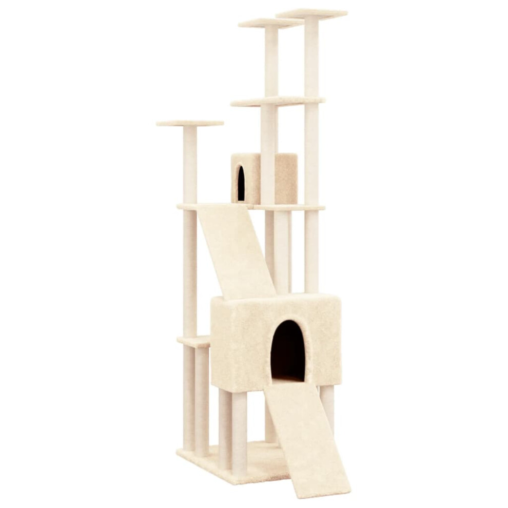 vidaXL Cat Tree with Sisal Scratching Posts Cream 190 cm Cat Scratch Tower