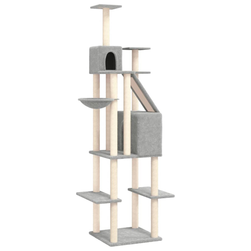 vidaXL Cat Tree with Sisal Scratching Posts Light Grey 201 cm Cat Climber