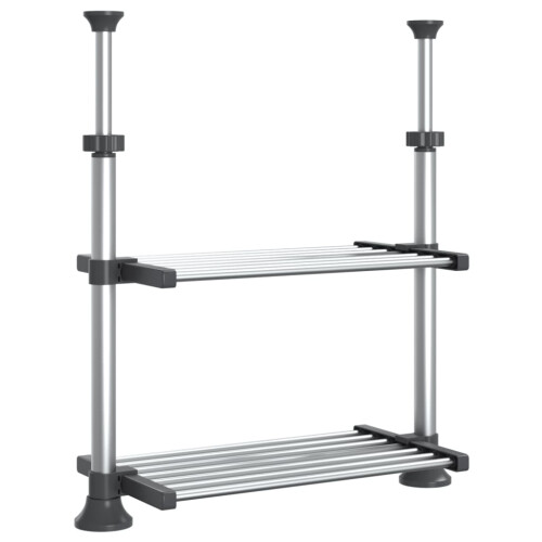 VidaXL vidaXL Kitchen Shelf Adjustable Height Storage Rack Microwave Shelf Aluminium