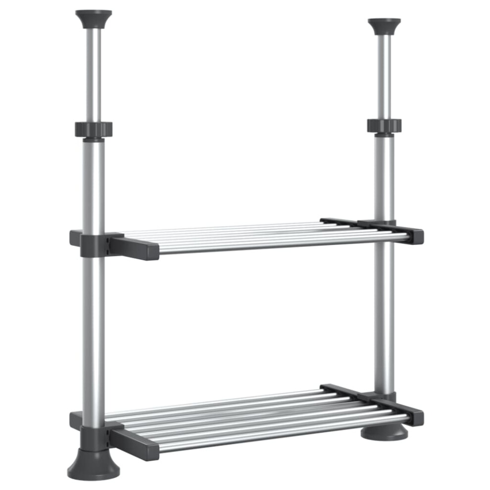 Vidaxl Kitchen Shelf Adjustable Height Storage Rack Microwave Shelf Aluminium