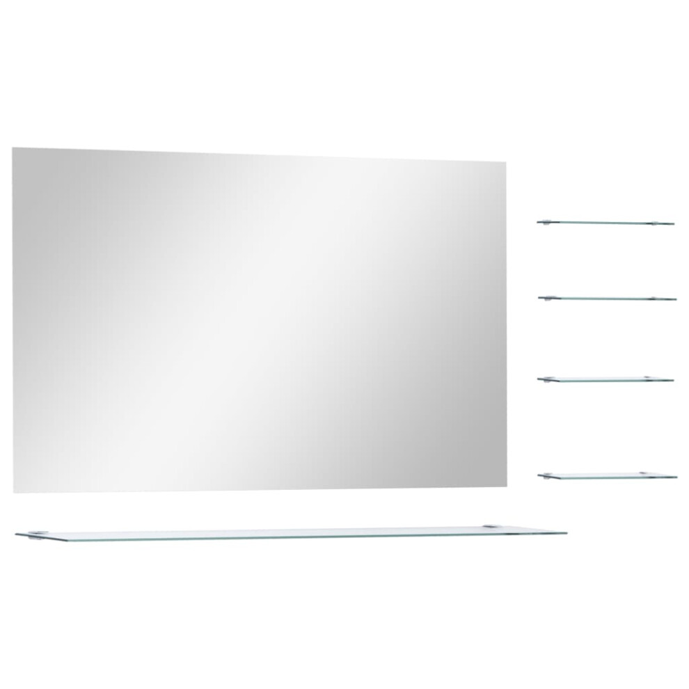 vidaXL Wall Mirror With 5 Shelves Silver 100x60cm Bathroom Makeup Vanity Decor