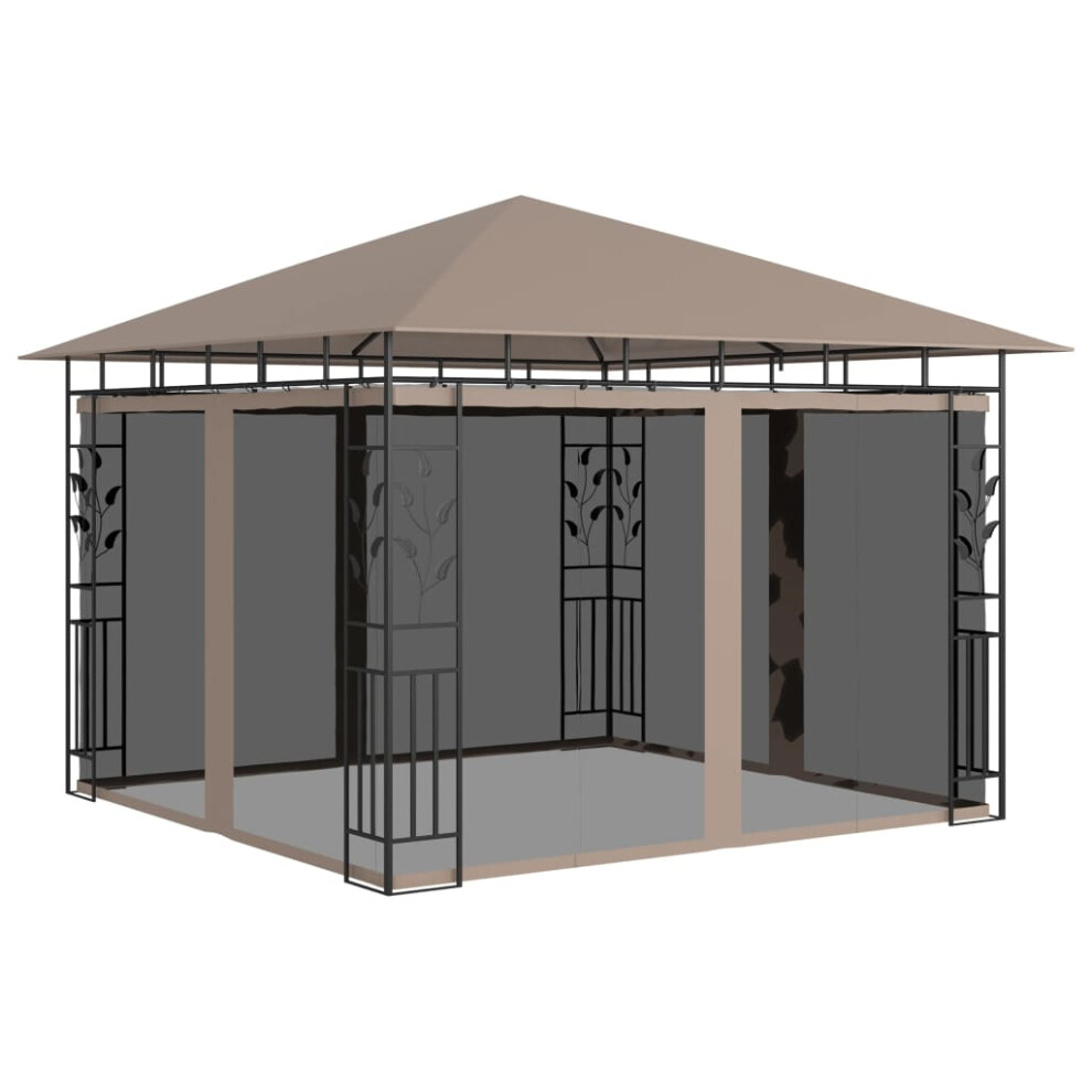 vidaXL Gazebo With Mosquito Net 3x3x2.73 M Taupe 180 g/mÃÂ² Patio Canopy Shelter