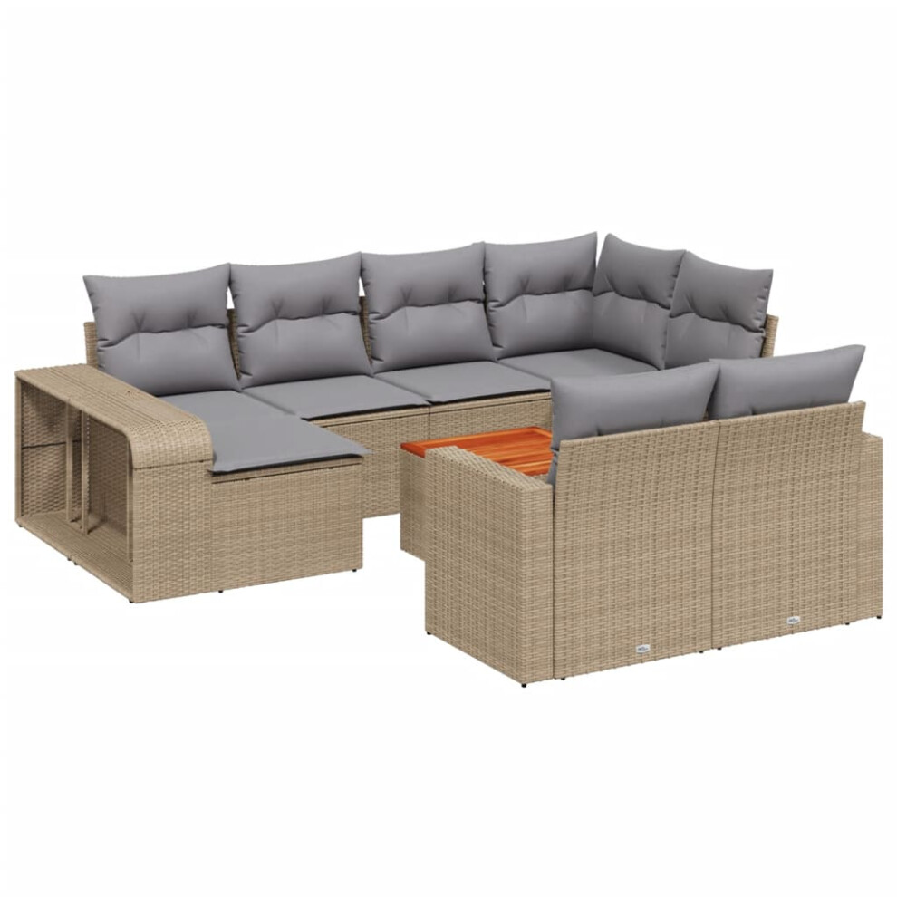 vidaXL Garden Sofa Set 11 Piece with Cushions Outdoor Sofa Beige Poly Rattan