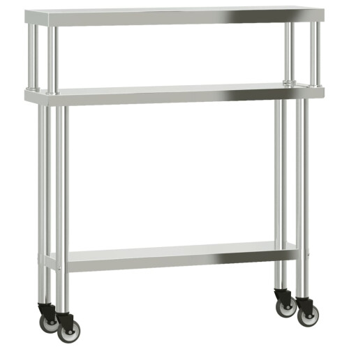 VidaXL vidaXL Kitchen Work Table with Overshelf Prep Catering Table Stainless Steel 1