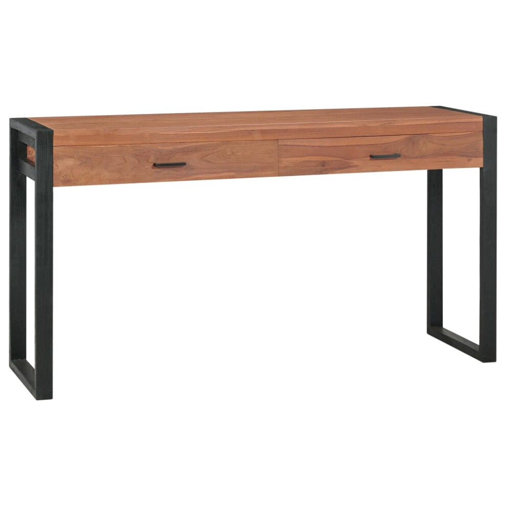 vidaXL Desk with 2 Drawers 140x40x75 cm Recycled Teak Wood Work Console Table