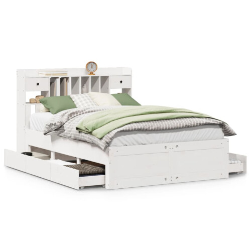 VidaXL vidaXL Bookcase Bed without Mattress Bed White 140x200 cm Solid Wood Pine