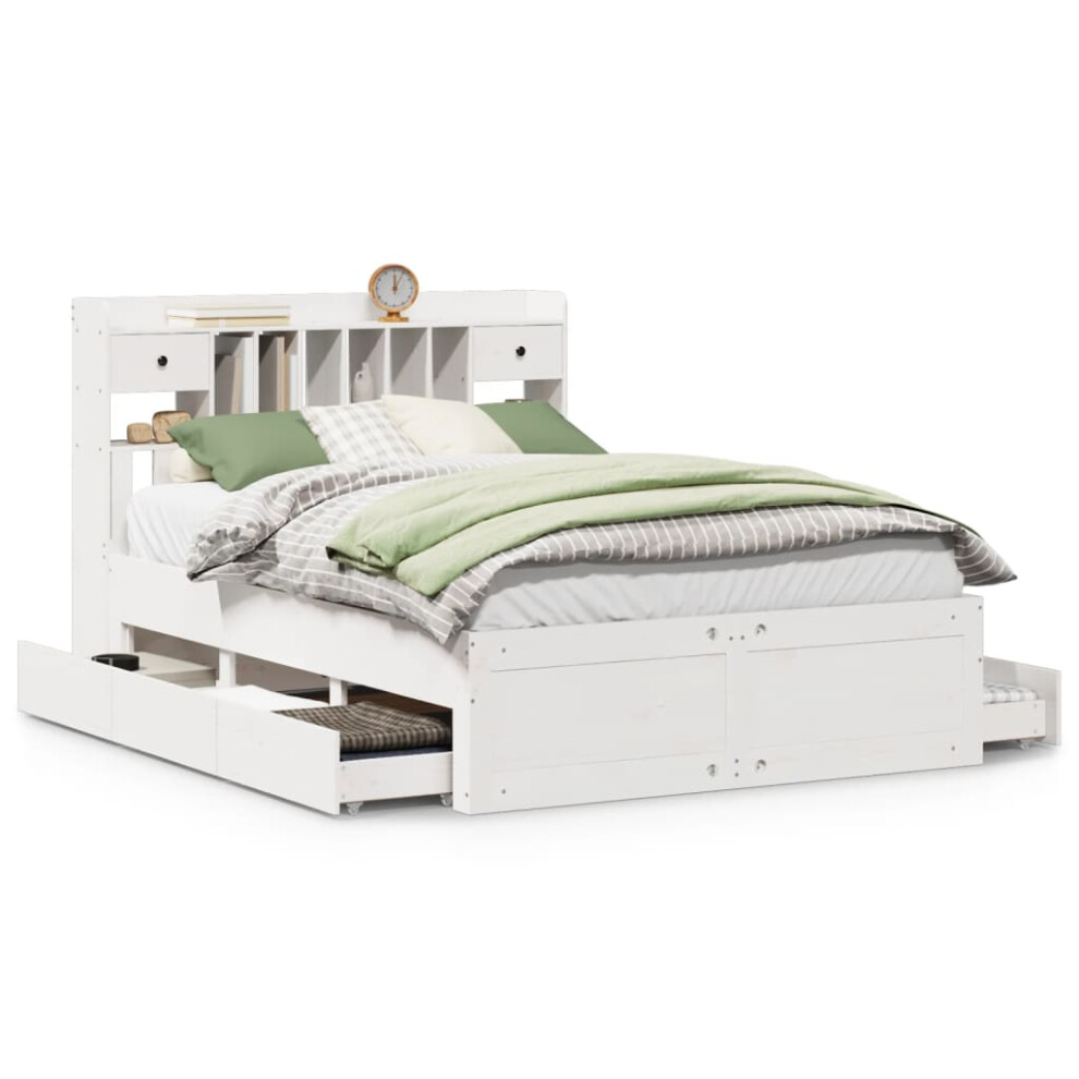 Vidaxl Bookcase Bed Without Mattress Bed White 140X200 Cm Solid Wood Pine