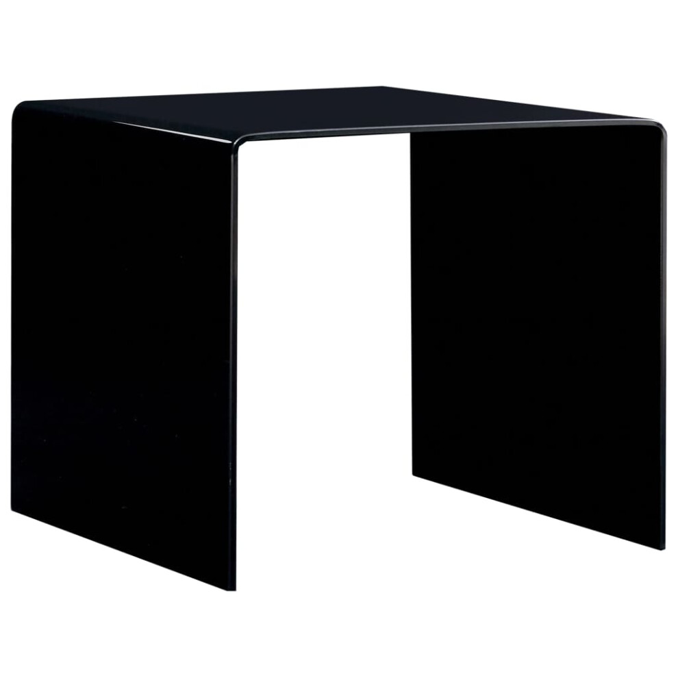 Vidaxl Coffee Table Tempered Glass Black 50Cm Home Side Tea Stand Furniture