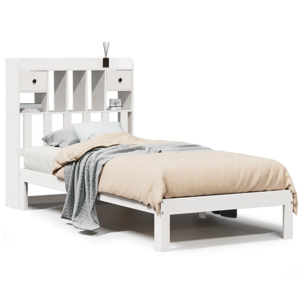 Vidaxl Bookcase Bed Without Mattress Bed Base White 90X200cm Solid Wood Pine